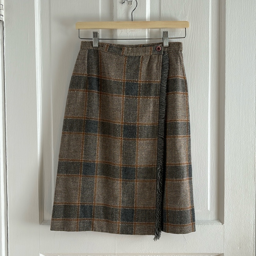 VINTAGE | Wool plaid skirt (size 25)
